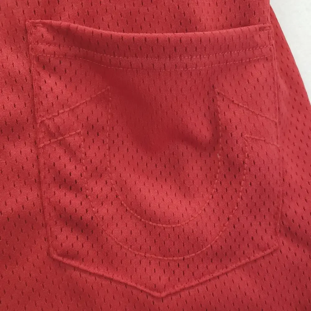 True Religion Jersey Shorts Set Mens Medium Red Arch Logo Mesh Basketball Brand
